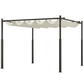 10' x 10' Retractable Pergola Canopy with Magnetic Fixture, UPF30+ Outdoor Pergola, Cream White