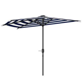 Half Umbrella Outdoor Patio Umbrella, UPF 30+ Small Balcony Umbrella, Vented Half Patio Umbrella with Crank 8 Ribs, Porch Umbrella for Garden Deck Po