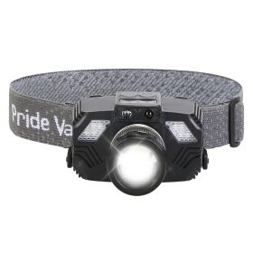 1Pc Motion Sensor LED Headlamp Zoomable Headlamp Flashlight Waterproof Outdoor Emergency Headlight With 3 Lighting Modes