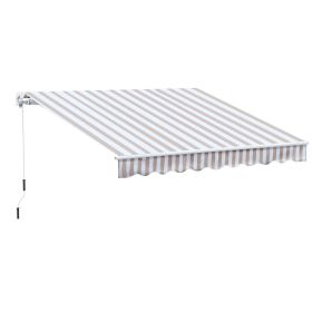 10' x 8' Retractable Sun Shade Patio/Window Awning - Polyester Fabric - Beige