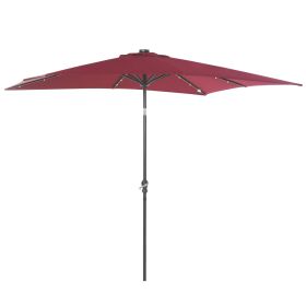 9' x 7' Solar Umbrella, LED Lighted Patio Umbrella for Table or Base with Tilt & Crank, Outdoor Umbrella for Garden, Deck, Backyard, Pool, Beach, Win