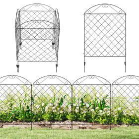 Garden Fence, 4 Pack Steel Fence Panels, 11.5' L x 43" H, Rust-Resistant Decorative Border Flower Edging for Yard, Landscape, Patio, Outdoor Decor, C