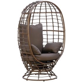 Wicker Egg Chair, 360 Rotating Indoor Outdoor Boho Basket Seat with Cushion and Pillows for Backyard, Porch, Patio, Garden, Handwoven All-Weather PE