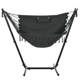 U Shape Stand Hammock Chair, Headrest Include Hammock Swing, Dark Gray
