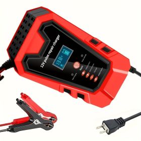 Smart 12V Car Battery Charger And Motorcycle Battery Maintainer, Easy To Operate, Full Power Self-stop, LCD Display, Battery Temperature Compensation,