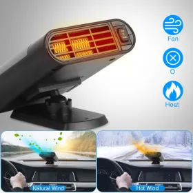 24V Car Truck Heater -200W Fast Heating & Fan Mode, 360Â° Adjustable, 2 In 1 Defroster Defogger Demister Windshield Heater Defog Defrost For Van Bus C (Option: defaulttitle)