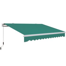 13' x 8' Retractable Awning, Patio Awnings, Sunshade Shelter w/ Manual Crank Handle, UV & Water-Resistant Fabric and Aluminum Frame for Deck, Balcony (Option: Green-1595x260x200 mm)
