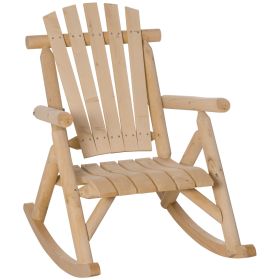 Outdoor Wooden Rocking Chair, Single-Person Rustic Adirondack Rocker with Slatted Seat, High Backrest, Armrests for Patio, Garden and Porch, Natural (Option: Natural Wood-1010x680x160 mm)