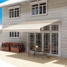 12' x 10' Retractable Awning Patio Awnings Sun Shade Shelter with Manual Crank Handle, 280g/mÂ² UV & Water-Resistant Fabric and Aluminum Frame for De (Option: Cream White-1650x250x190 mm)