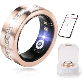2025 New Smart Ring For Women, Health & Fitness Tracker With Heart Rate, Blood Oxygen, Sleep Monitoring, Elegant Rose Gold Design With Crystal Accents (Option: Seven)