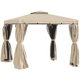 Â 10'Â xÂ 10'Â PatioÂ Gazebo,Â AluminumÂ Frame Double Roof Outdoor Gazebo Canopy Shelter with Netting & Curtains, for Garden, Lawn, Backyard and Deck, (Option: Khaki-1985x400x170 mm)