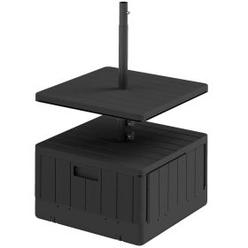 3-in-1 Outdoor Umbrella Base with Table Tray, Coffee End Table, Planter Box with Drain Hole, 175 lbs. Capacity Heavy Duty Fillable Patio Umbrella Sta (Option: Black-640x625x150 mm)