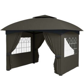 11' x 11' OutdoorÂ Gazebo,Â DoubleÂ Roof Patio Gazebo with Curtains, Church Windows, Galvanized Steel Frame, Dark Gray (Option: Dark Gray-1540x540x190 mm)