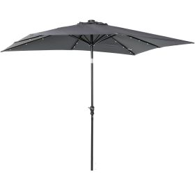 9' x 7' Solar Umbrella, LED Lighted Patio Umbrella for Table or Base with Tilt & Crank, Outdoor Umbrella for Garden, Deck, Backyard, Pool, Beach, Dar (Option: Dark Gray-1840x155x160 mm)