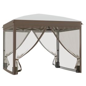 10' x 10' Pop Up Canopy Tent with Netting, Instant Sun Shelter, Tents for Parties, Height Adjustable, with Wheeled Carry Bag and 4 Sand Bags for Outd (Option: Cream White-1190x220x250 mm)