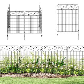 Garden Fence, 4 Pack Steel Fence Panels, 11.5' L x 43" H, Rust-Resistant Decorative Border Flower Edging for Yard, Landscape, Patio, Outdoor Decor, S (Option: Black-1200x930x70 mm)