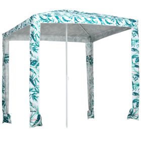 Quick Beach Cabana Canopy Umbrella, 6.5' Easy-Assembly Sun-Shade Shelter with Sandbags and Carry Bag, Cool UV50+ Fits Kids & Family, Green Coconut Pa (Option: Green-1455x130x130 mm)