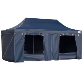 10' x 20' Pop Up Canopy Tent with Sidewalls & Doors, Instant Tents for Parties with Wheeled Carry Bag, Height Adjustable, for Outdoor, Garden, Patio, (Option: Dark Blue-1740x410x290 mm)
