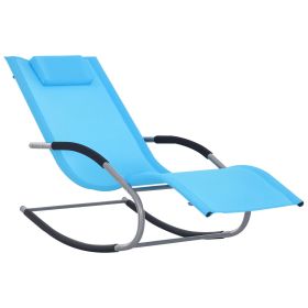 Zero Gravity Rocking Chair Outdoor Chaise Lounge Chair Recliner Rocker with Detachable Pillow and Weather-Fighting Fabric for Patio, Deck, Pool, Ligh (Option: Blue-1030x530x60 mm)