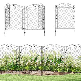 Garden Fence, 4 Pack Steel Fence Panels, 11.5' L x 43" H, Rust-Resistant Decorative Border Flower Edging for Yard, Landscape, Patio, Outdoor Decor, W (Option: Black-1200x930x70 mm)