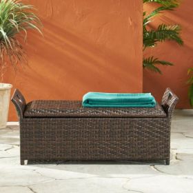 Fashion Wing Shaped Storage Bench With Hidden Storage Solution (Color: Brown)