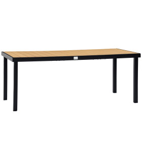 75" x 35" Outdoor Dining Table for 8 People, Rectangular Aluminum Frame Garden Table with All-Weather Faux Wood Top for Garden, Lawn, Patio, Natural (Option: Natural Wood-705x195x975 mm)