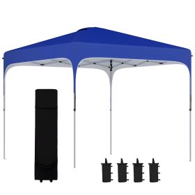8' x 8' Pop Up Canopy Tent with Wheeled Carry Bag and 4 Sand Bags, Instant Sun Shelter, Tents for Parties, Height Adjustable, for Outdoor, Garden, Pa (Option: Blue-1275x225x225 mm)