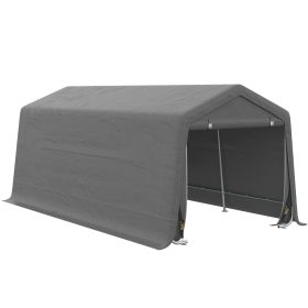 10' x 20' Carport Portable Garage, Heavy Duty Storage Tent, Patio Storage Shelter w/ Anti-UV PE Cover and Double Zipper Doors, for Motorcycle Bike Ga (Option: Gray-2050x260x155 mm)