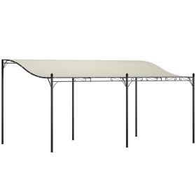 10' x 16' Wall-Mounted Outdoor Pergola Canopy, Metal Patio Canopy with Drainage Holes for Backyard Garden, Cream White (Option: Cream White-1660x410x230 mm)