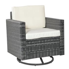 Outdoor Swivel Rocker, PE Wicker Dining Chair, 360 Degree Swivel Patio Glider with Cushions for Backyard, Lawn, Garden, Deck, Porch, Steel Frame, Cre (Option: Beige-745x640x600 mm)