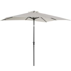 9' x 7' Patio Umbrella Outdoor Table Market Umbrella with Crank, Solar LED Lights, 45Â° Tilt, Push-Button Operation, for Deck, Backyard, Pool and Law (Option: White-1840x155x160 mm)