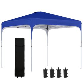 10' x 10' Pop Up Canopy Tent with Wheeled Carry Bag and 4 Sand Bags, Instant Sun Shelter, Tents for Parties, Height Adjustable, for Outdoor, Garden, (Option: Blue-1415x235x230 mm)