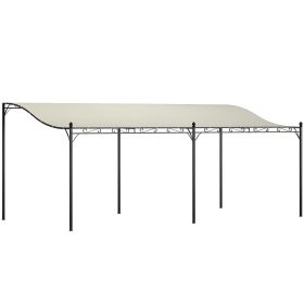 10' x 20' Wall-Mounted Outdoor Pergola Canopy, Metal Patio Canopy with Drainage Holes for Backyard Garden, Cream White (Option: Cream White-1660x410x235 mm)