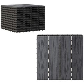 Interlocking Deck Tiles, Pack of 11 Outdoor Flooring Patio Tiles, 12" x 12", All Weather for Porch, Balcony, Backyard for a New Classic Look, Grey (Option: Grey-350x350x240 mm)