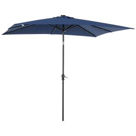 9' x 7' Solar Umbrella, LED Lighted Patio Umbrella for Table or Base with Tilt & Crank, Outdoor Umbrella for Garden, Deck, Backyard, Pool, Beach, Blu (Option: Dark Blue-1840x155x160 mm)