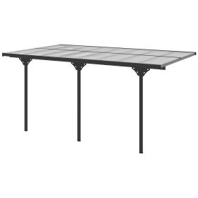 16.5' x 10' Outdoor Polycarbonate Pergola, Transparent UV Blocking Awning, Hardtop Deck Gazebo, Aluminum, Gray (Option: Gray-2210x320x170 mm)