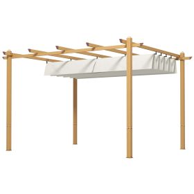 10' x 12' Retractable Pergola Canopy, Aluminum Pergola Sun Shade Shelter for Garden, Patio, Backyard, Deck, Cream (Option: Cream White-1520x380x320 mm)