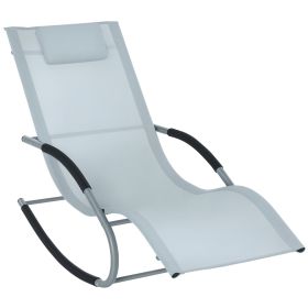 Zero Gravity Rocking Chair Outdoor Chaise Lounge Chair Recliner Rocker with Detachable Pillow and Weather-Fighting Fabric for Patio, Deck, Pool, Gray (Option: Gray-1030x530x60 mm)