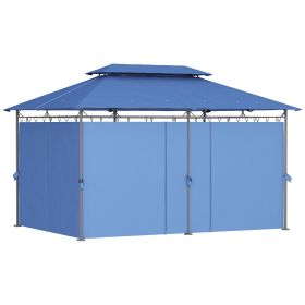 10'Â xÂ 13' Double Roof Patio Gazebo, Outdoor Gazebo with Curtains, for Garden, Lawn, Backyard and Deck, Dark Blue (Option: Blue-1890x370x150 mm)